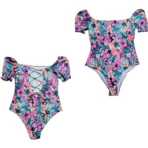 NWOT: Flower Print, One Piece Swimsuit,  Curve/Plus, 12(0XL)